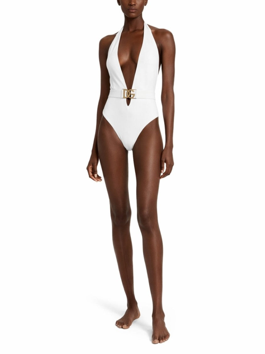 Dolce & Gabbana Deep Plunging Neckline Halter Swimsuit
