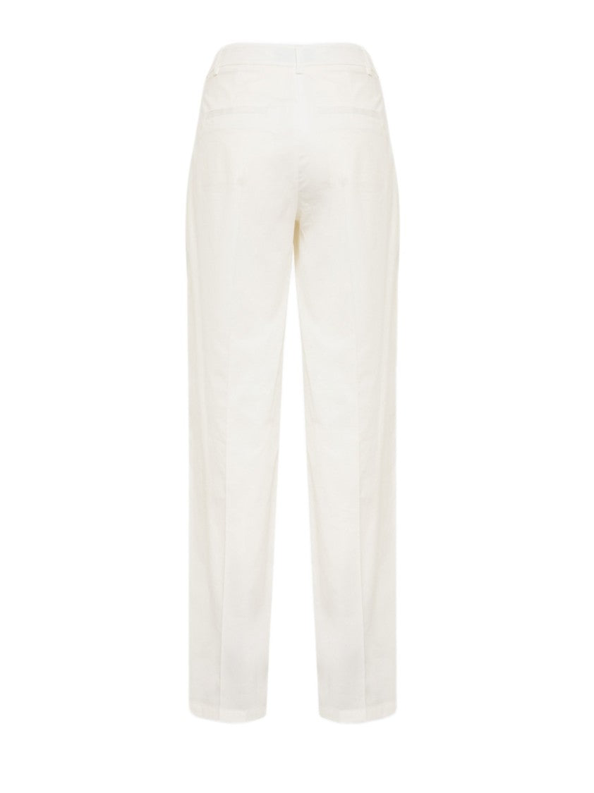 Blugirl White Straight-Leg Trousers With Pressed Crease And Functional Pockets