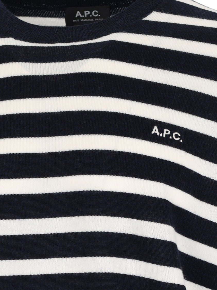 A.P.C. Classic Striped Knit Sweater With Round Neckline