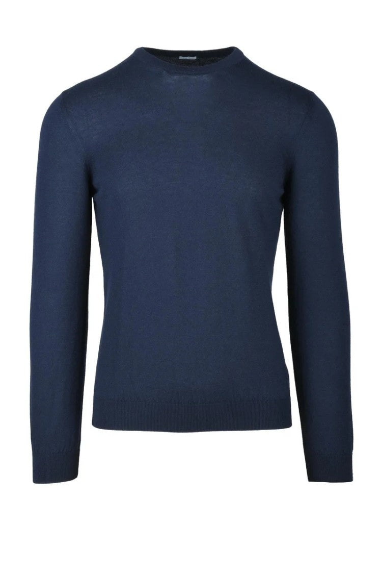 Malo Blue Cashmere Crew Neck Pullover Sweater