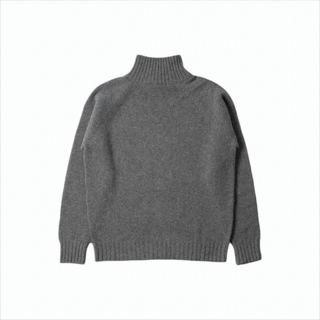 Margaret Howell Heathered Grey Merino Wool Cashmere Turtleneck Sweater