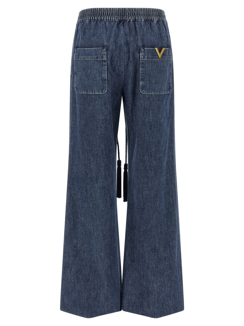 Valentino Garavani Wide Flared Chambray Denim Jeans
