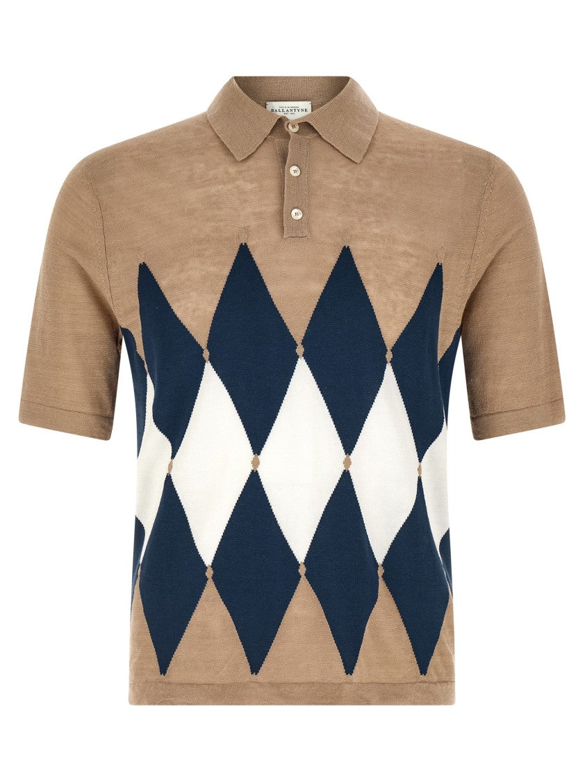 Ballantyne Argyle Patterned Linen-Cotton Polo Shirt