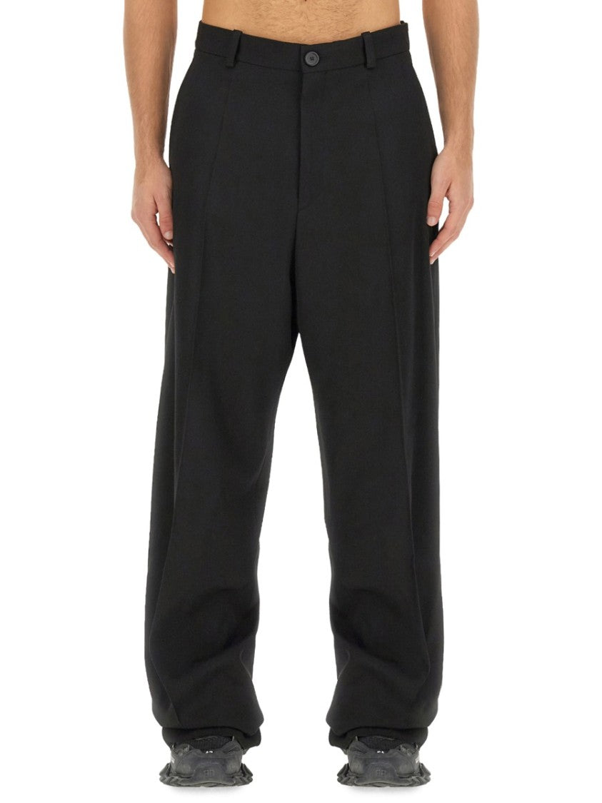 Balenciaga Wide-Leg Relaxed Wool Trousers