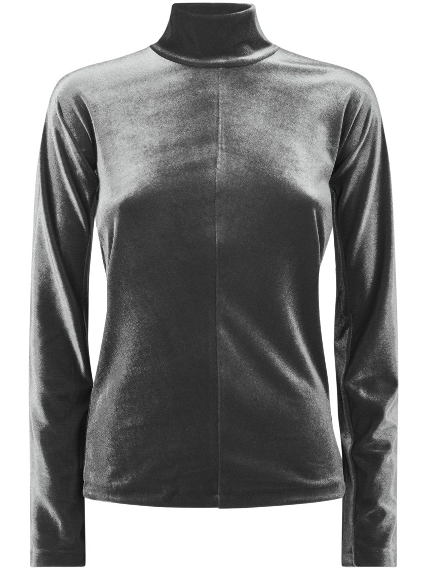 Forte Forte Stretch Velvet Turtleneck T-Shirt With Silhouette