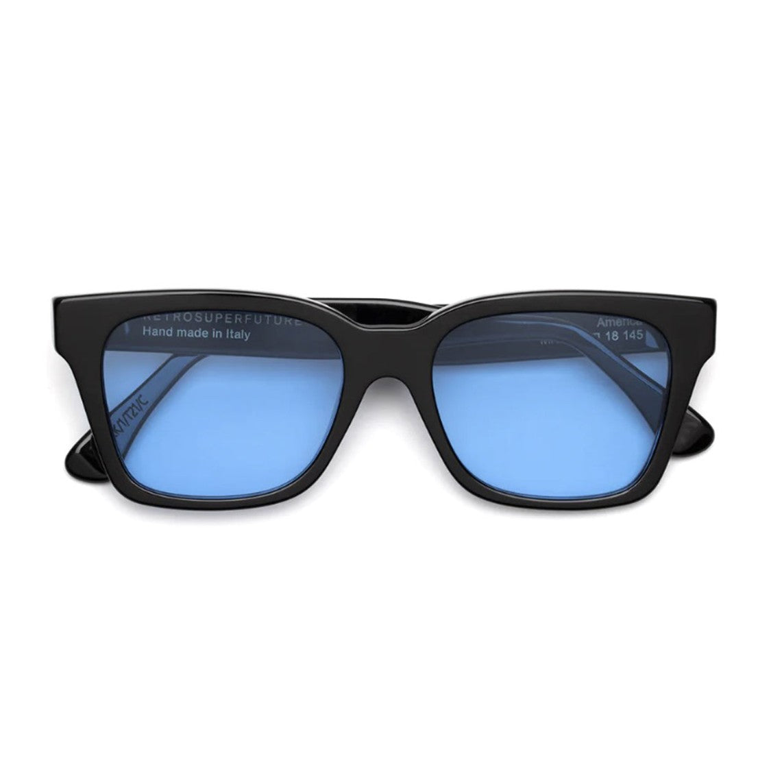 Retrosuperfuture Black America Azure Acetate Square Sunglasses