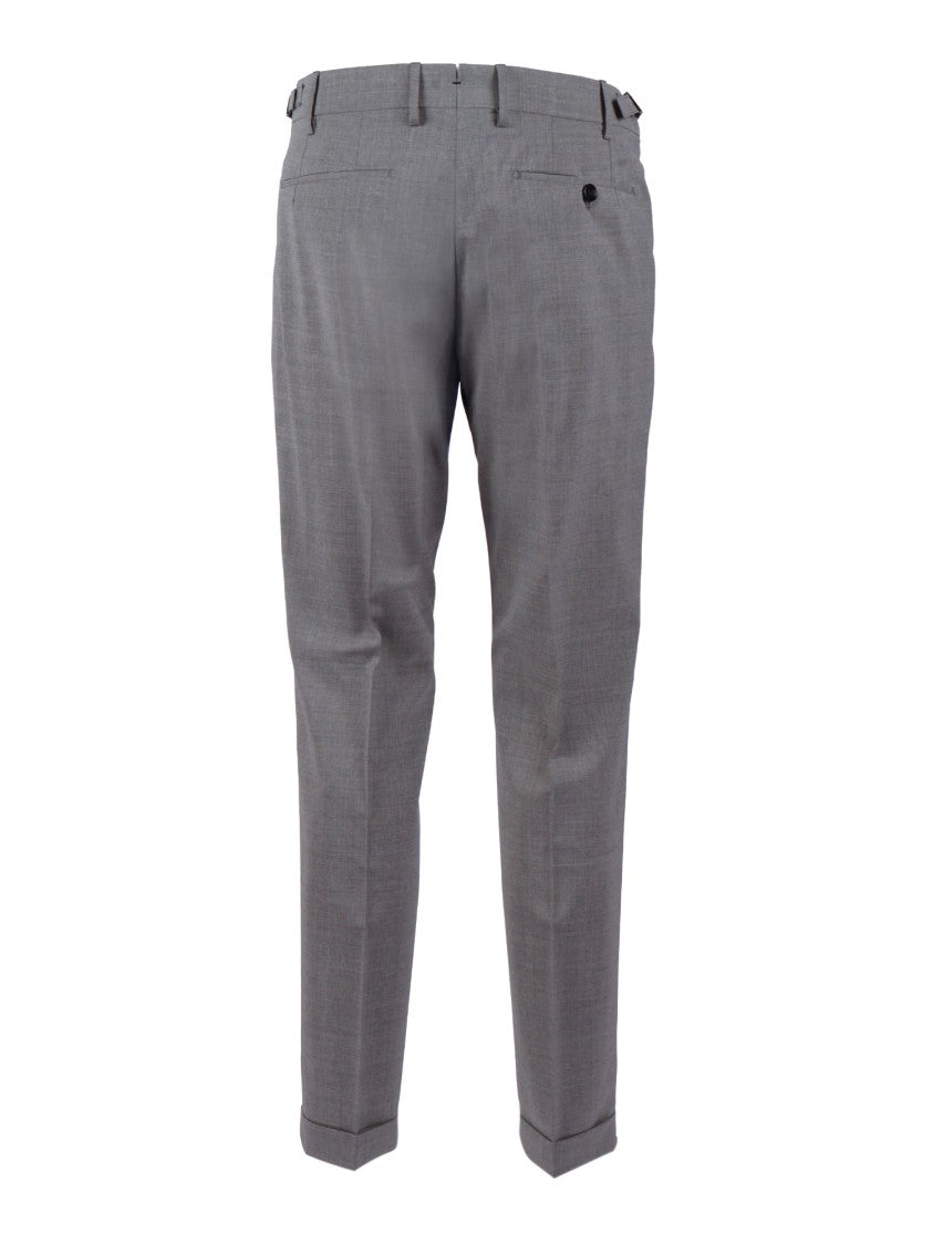 Berwich Tailored Grey Trousers With Cuffed Hem