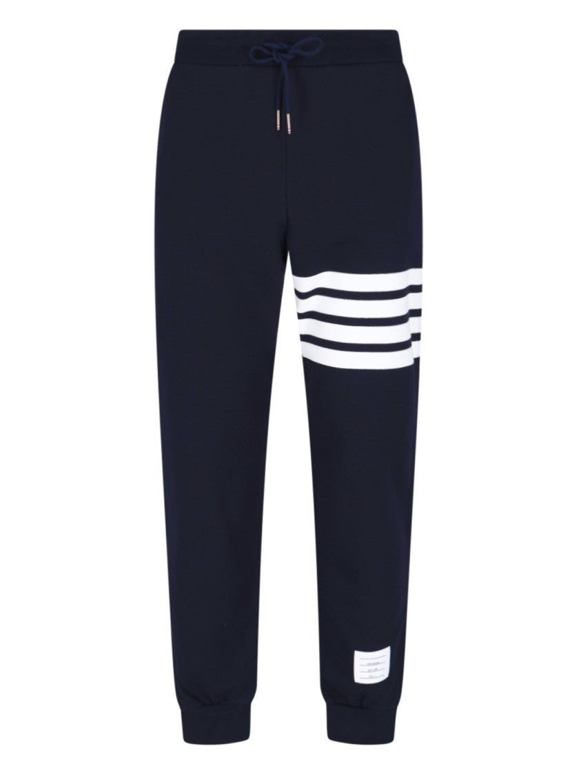 Thom Browne Casual Blue Cotton Pants With Elastic Waist