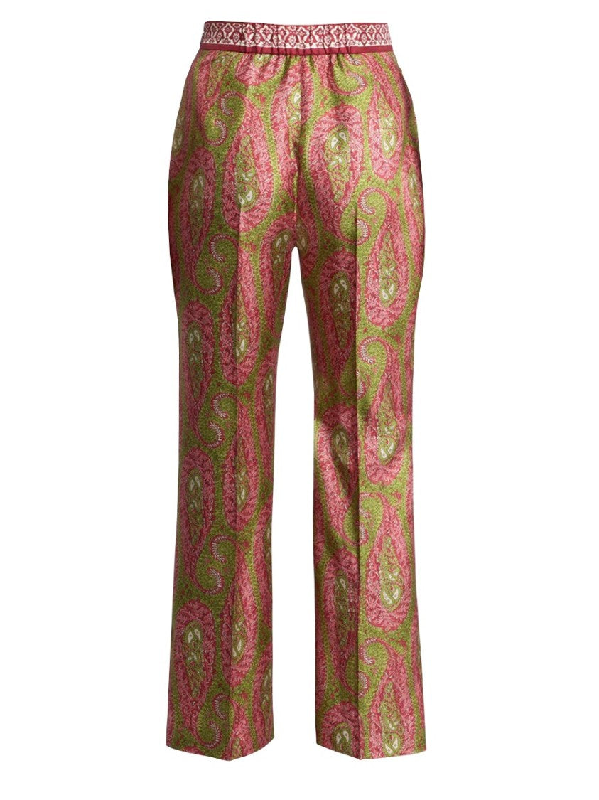 Etro Paisley Foliage Polyester Bootcut Pants