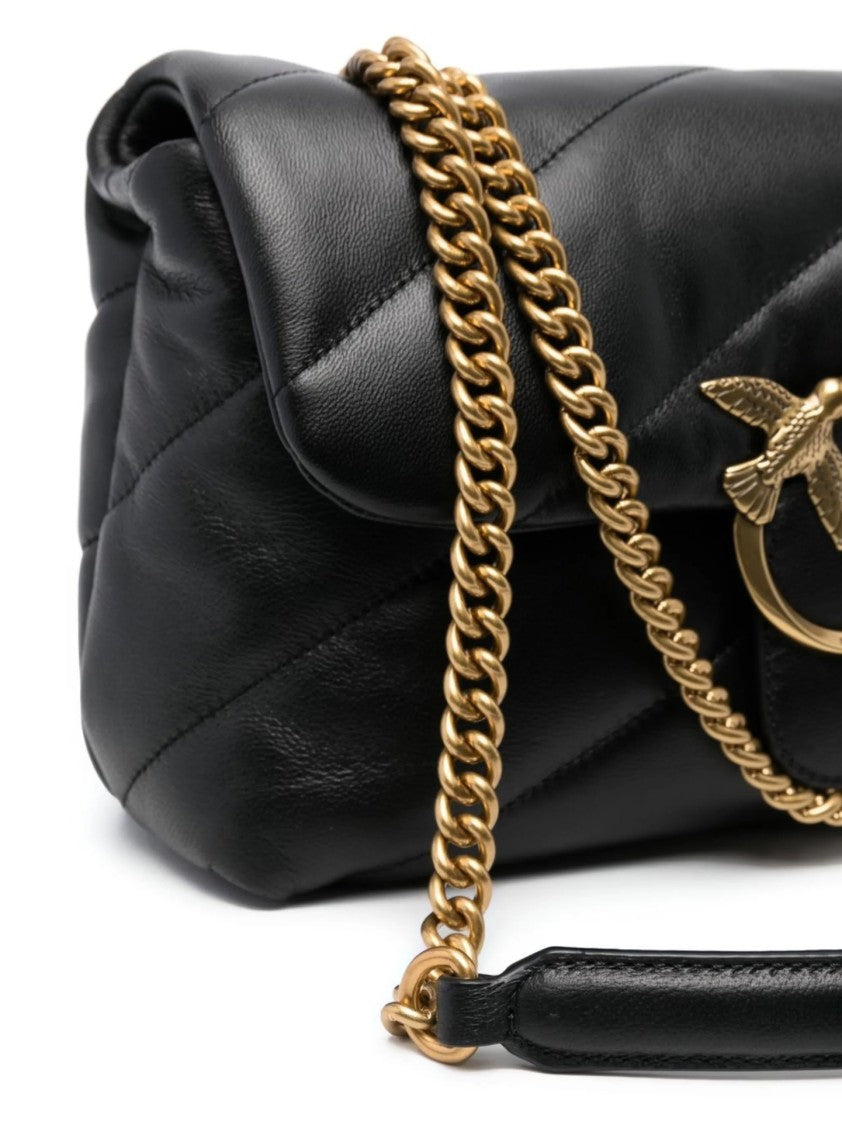 Pinko Quilted Shoulder Bag With Gold-Tone Emblem