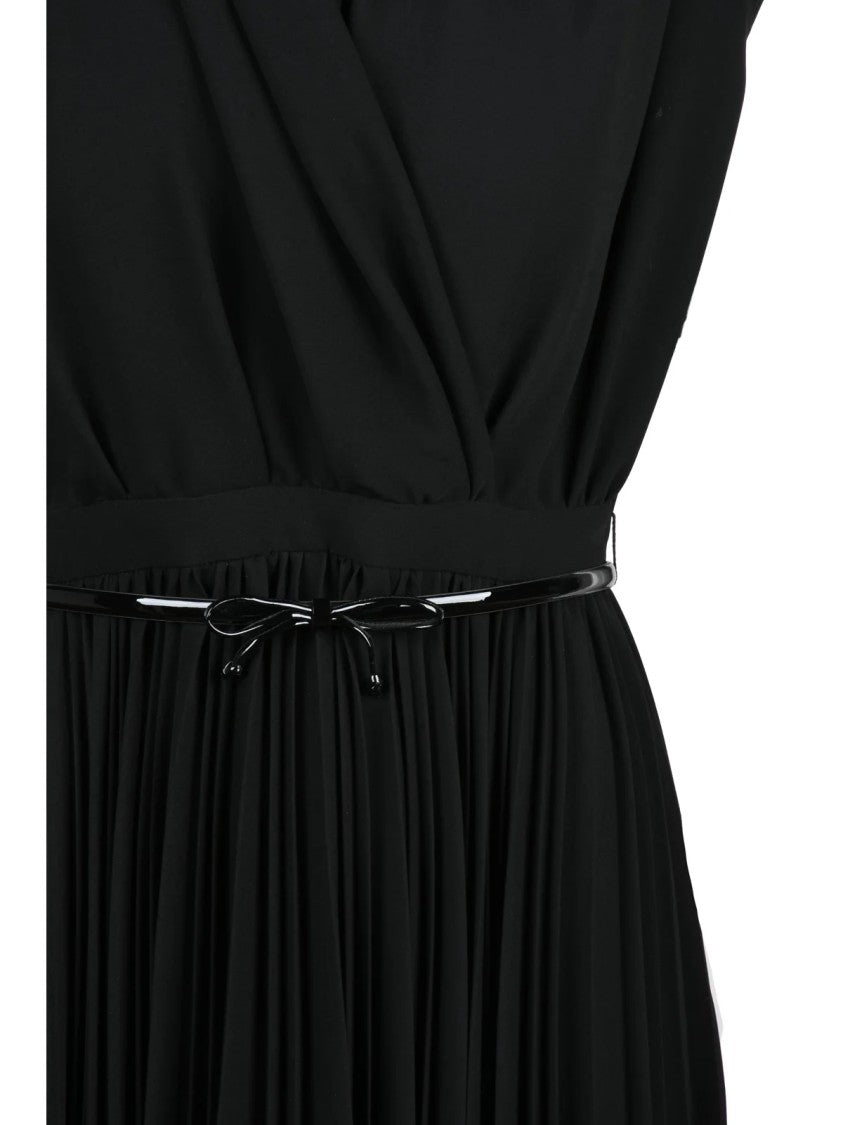Max Mara Black Triacetate-Blend Albino Bow Midi Dress