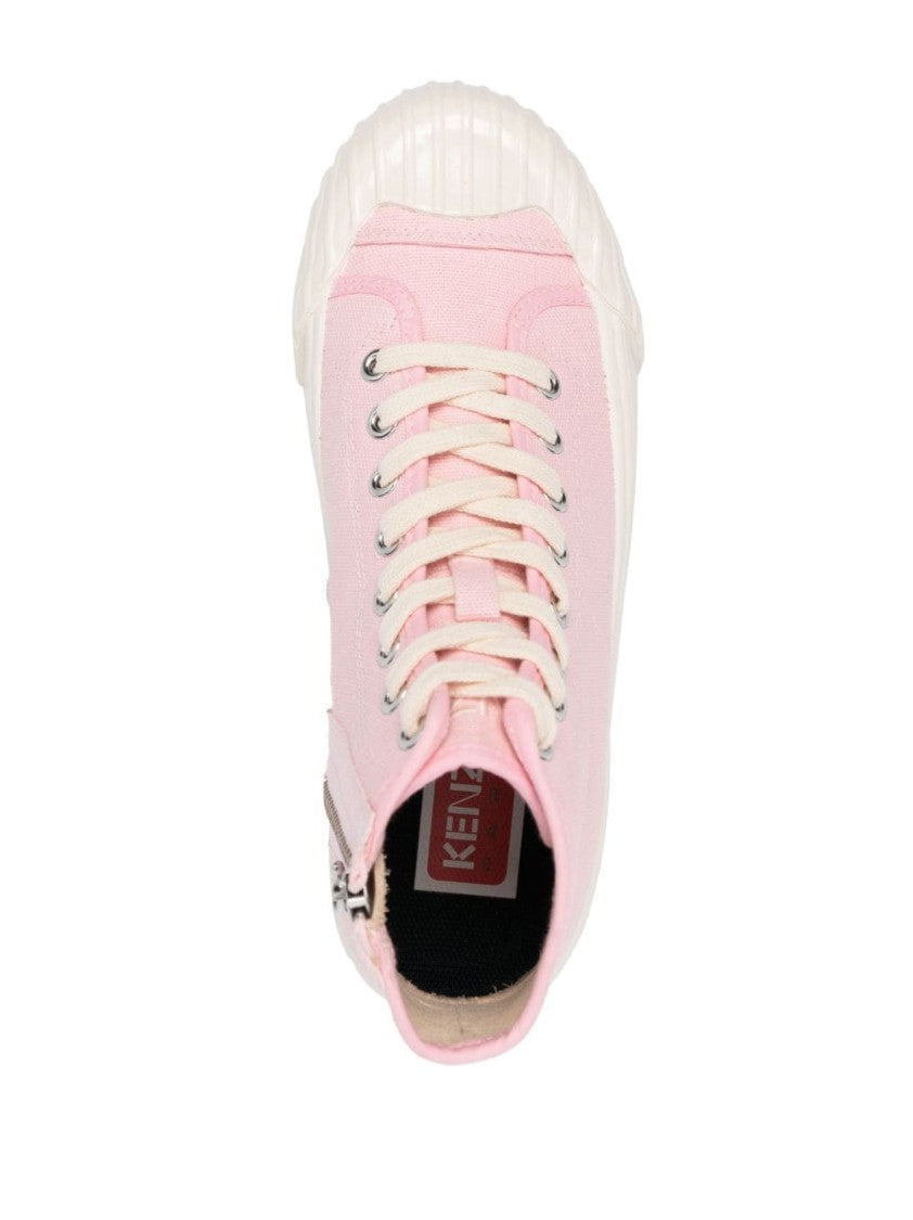 Kenzo High-Top Canvas Sneakers With Signature Boke Flower Motif