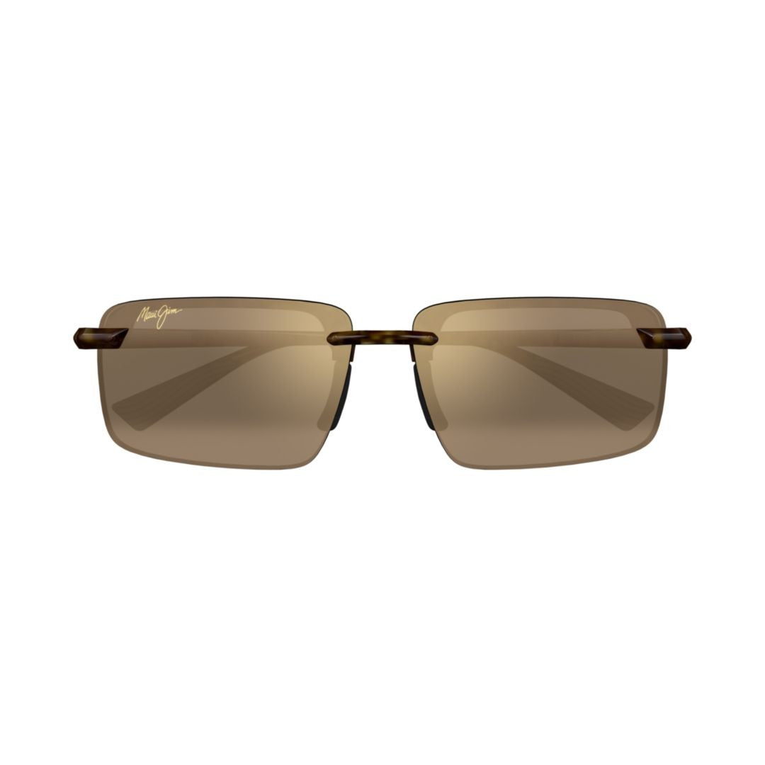 Maui Jim Laulima Rimless Rectangular Sunglasses With Tortoiseshell Detail