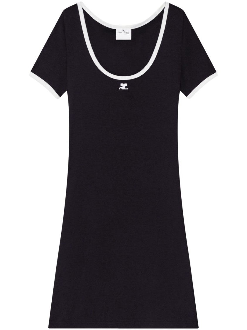 Courrèges Classic Black Dress With Embroidered Logo