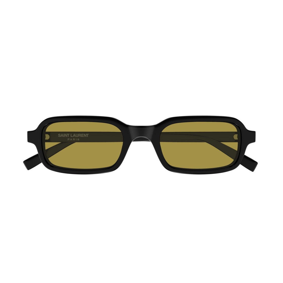 Saint Laurent Rectangular Frame Sunglasses With Olive Green Lenses
