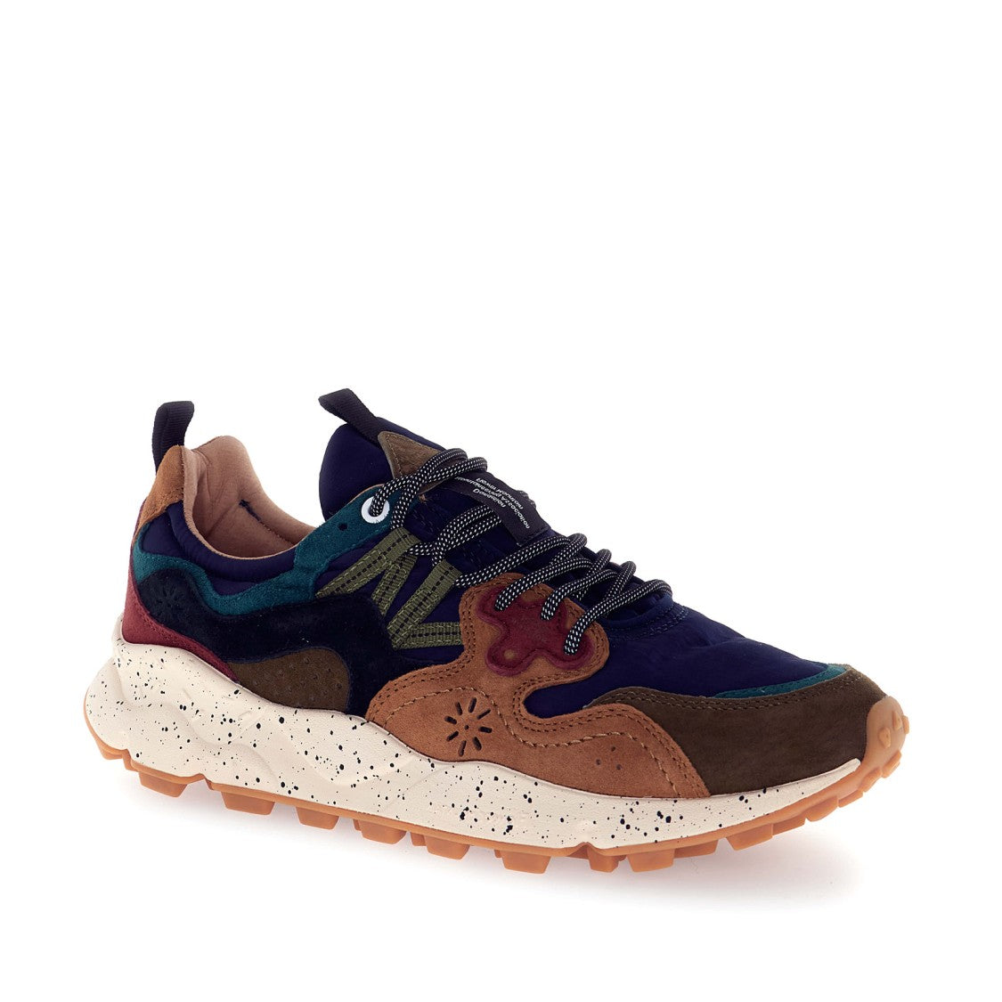 Flower Mountain Yamano 3 Sneakers - Green And Burnt With Blue Technical Fabric