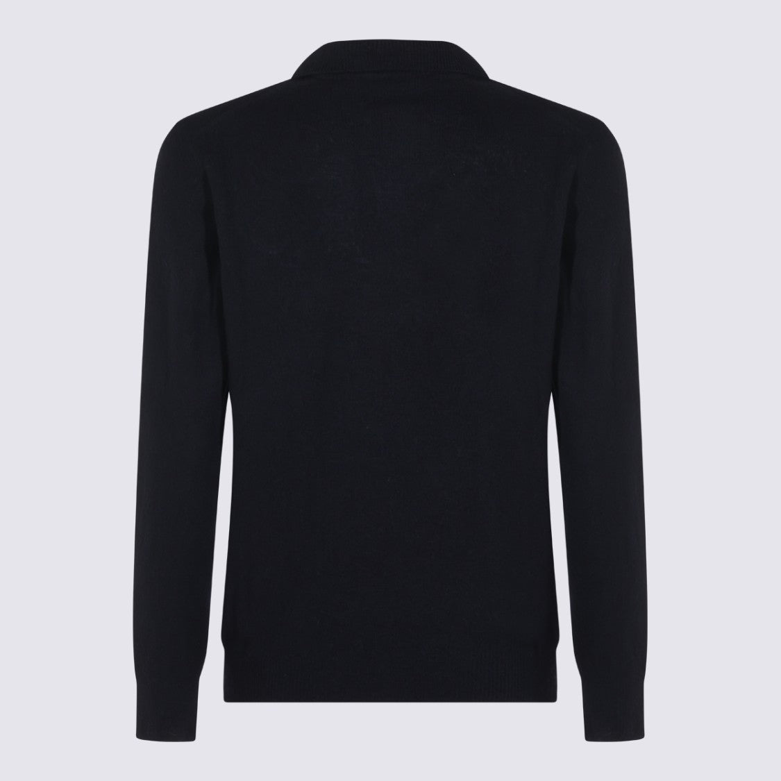 Altea Navy Wool Knit Sweater With V-Neck And Classic Collar