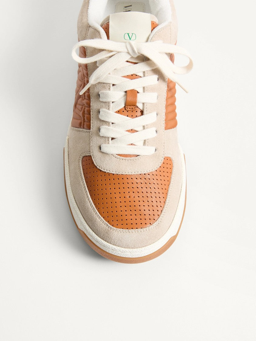 Valentino Tan Sneakers Low-Top Smooth Leather Sneakers