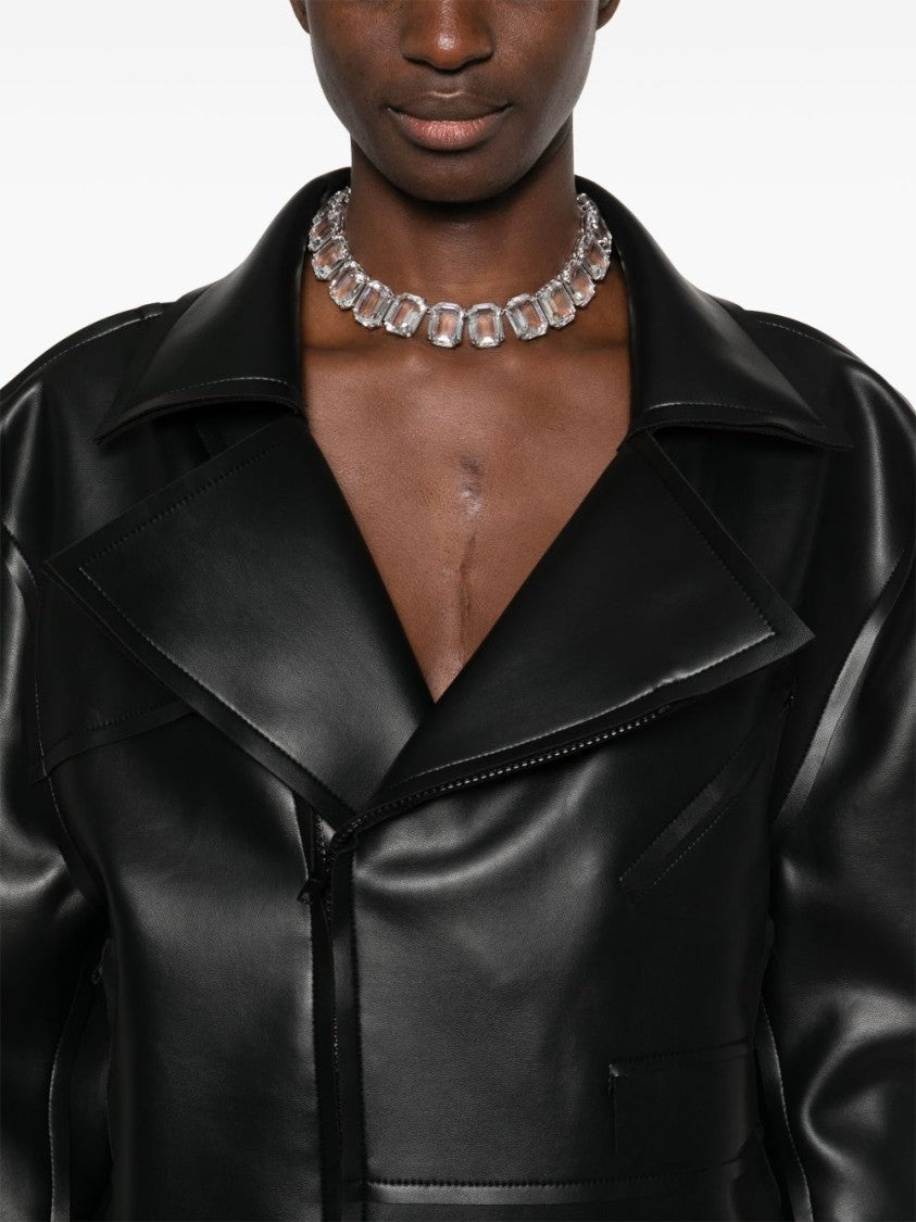 Norma Kamali Cropped Black Parka With Wide Lapel