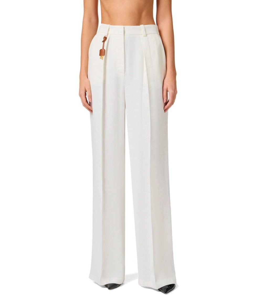 Elisabetta Franchi Ivory Pants With Charms