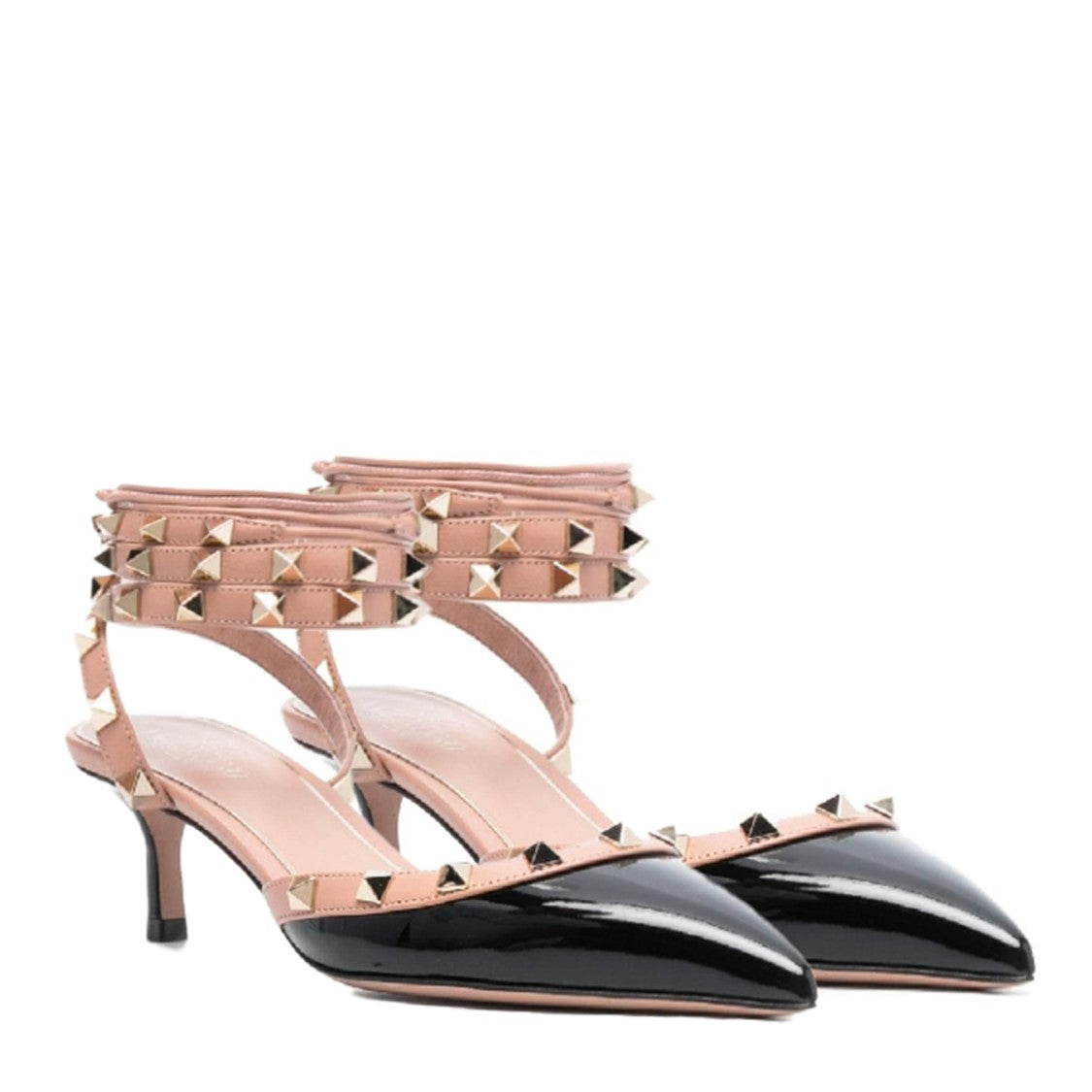 Valentino Garavani Black Leather Rockstud Slingback Pumps
