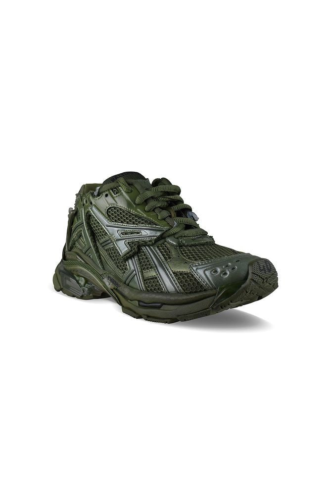 Balenciaga Khaki Green Mesh Nylon Runner Sneakers