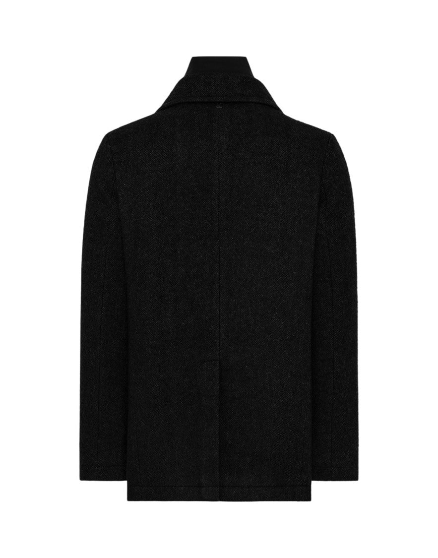 Duno Double-Breasted Peacoat With Detachable Bib Detail