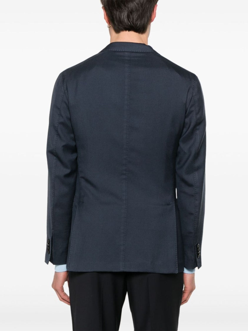 Boglioli Navy Blue Garment-Dyed Cashmere And Silk Blazer