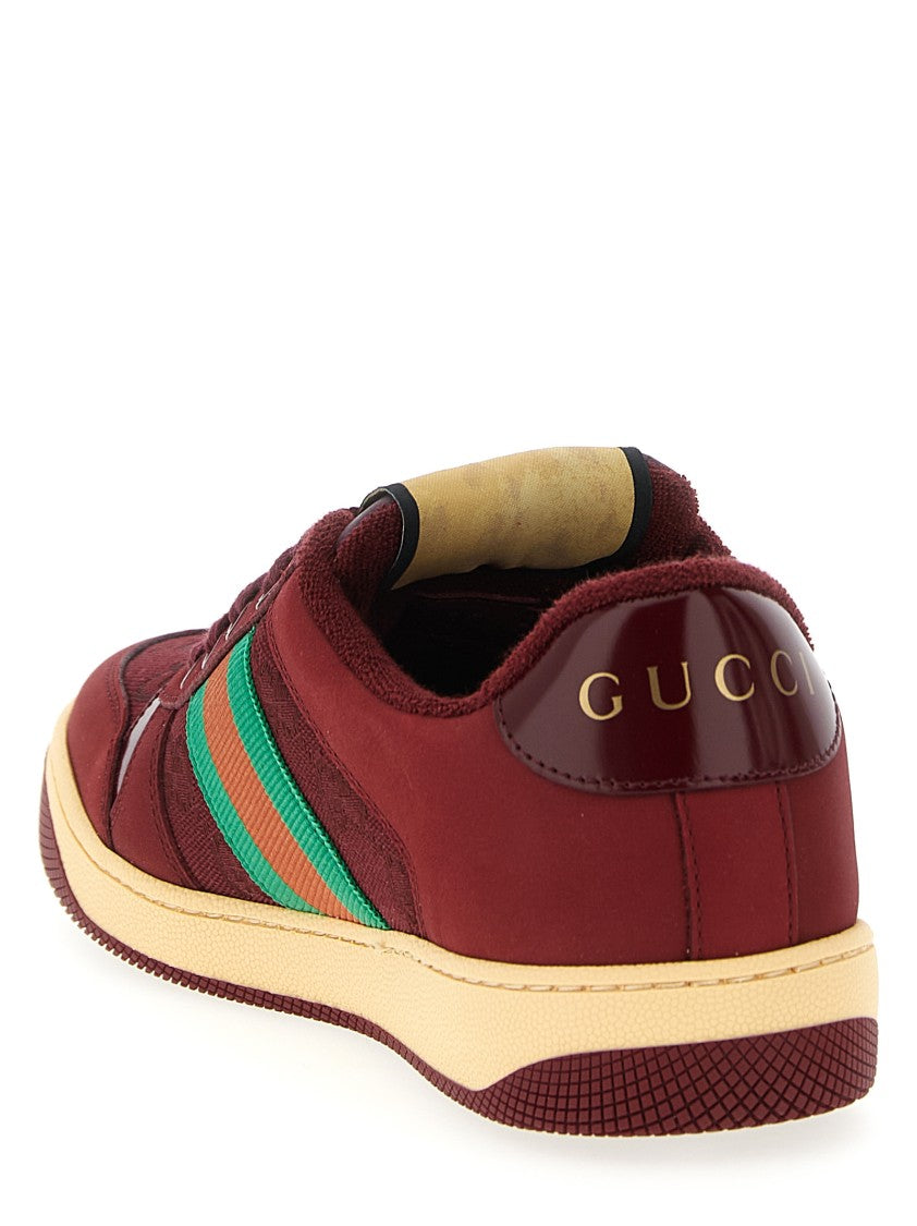 Gucci Burgundy Low-Top Sneakers With Gg Monogram