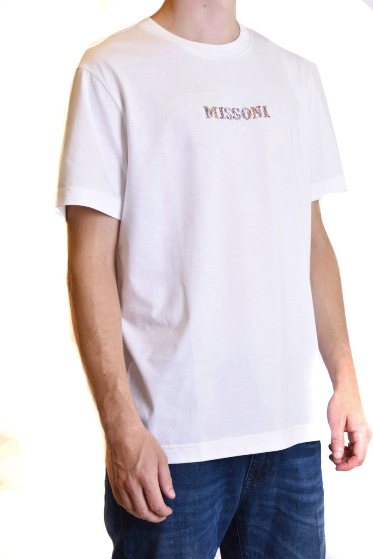Missoni White Cotton Logo Embroidered T-Shirt
