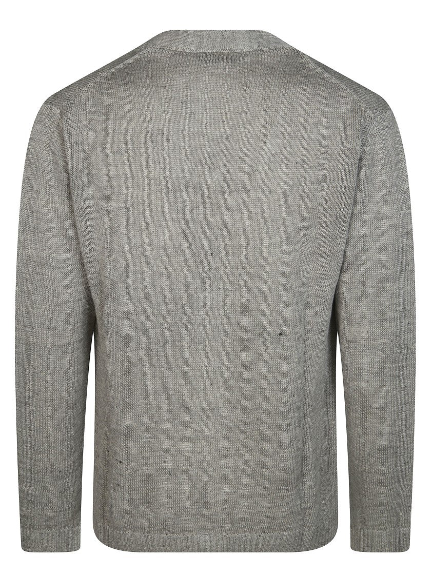 Daniele Fiesoli Speckled Linen Knit V-Neck Cardigan