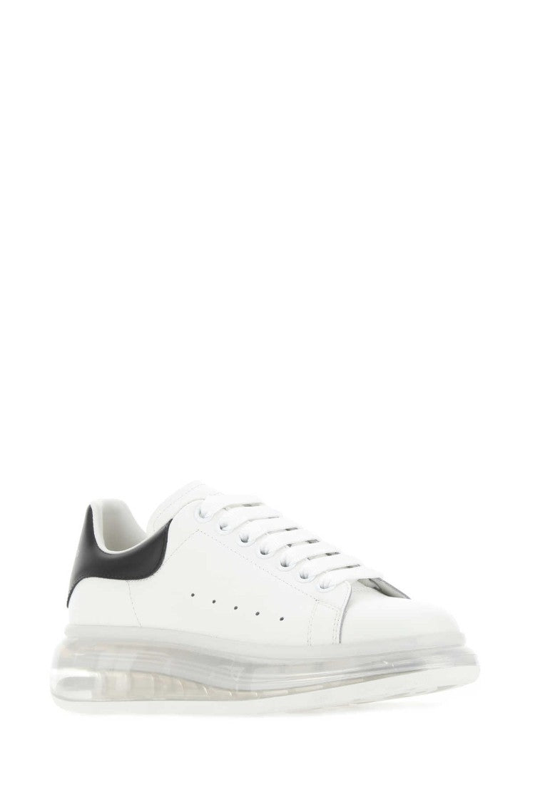 Alexander Mcqueen White Leather Sneakers With Black Heel