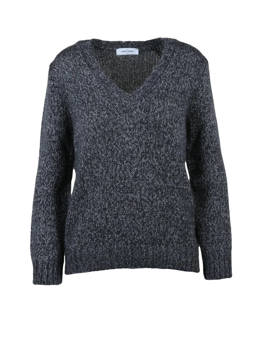 Gran Sasso Lamé V-Neck Pullover With Soft Textured Finish