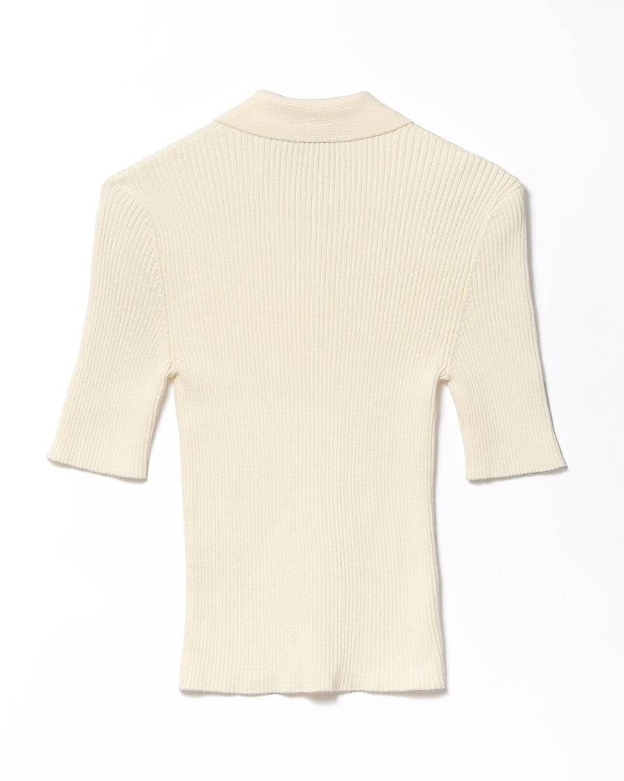 A.P.C. Ribbed Knit Sweater With Polo Collar
