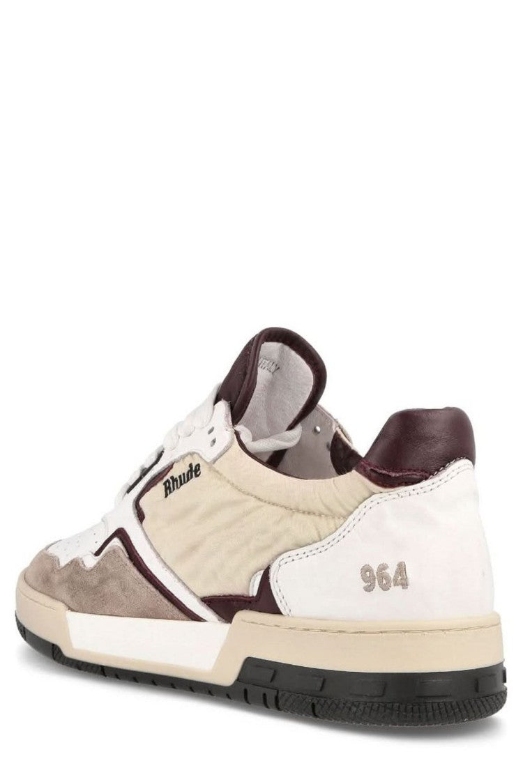Rhude High-Top Sneaker With Mixed Leather Panels