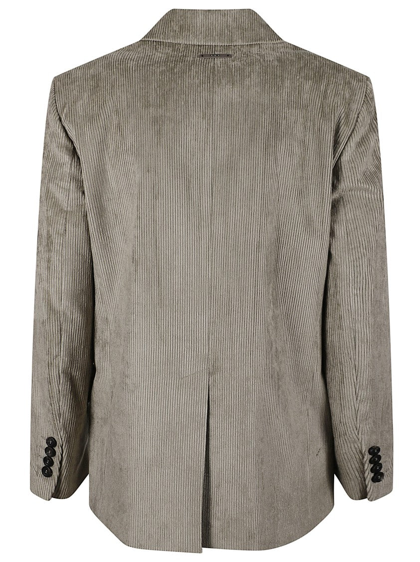 Peserico Double-Breasted Fluid Corduroy Blazer With Notched Lapel