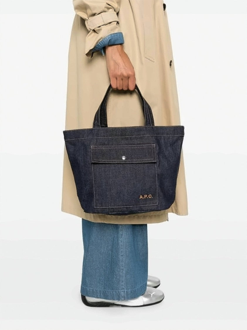 A.P.C. Dark Denim Tote Bag With Structured Design