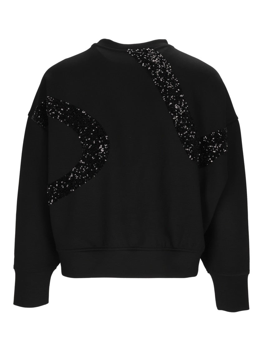 Emporio Armani Black Sequin Cropped Sweatshirt