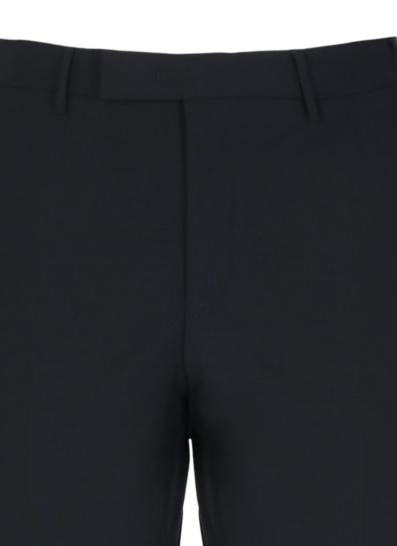 Pt Torino Blue Wool Straight-Leg Pants