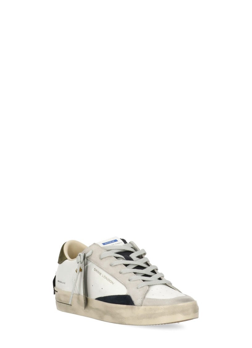 Crime London White Sk8 Deluxe Used Effect Sneakers