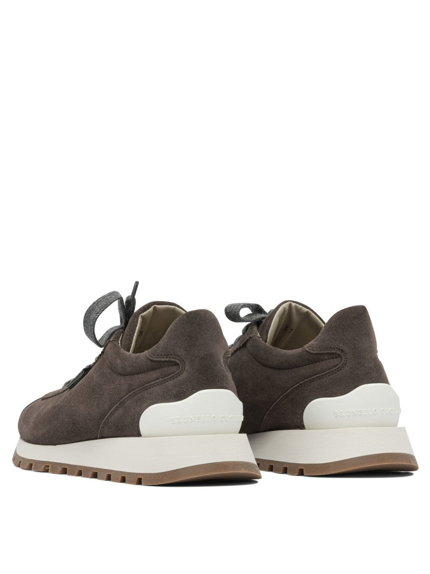 Brunello Cucinelli Suede Sneakers With Shiny Tab