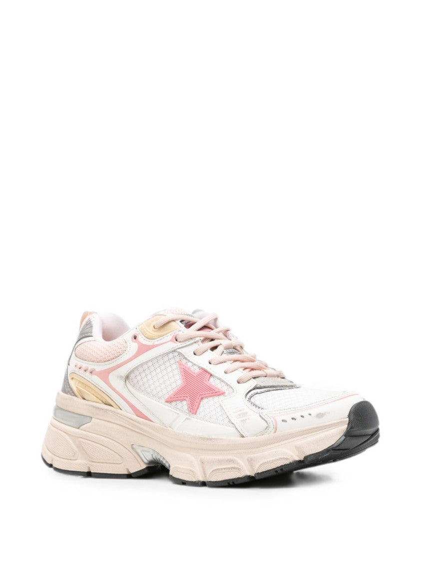 Golden Goose Chunky White Mesh Sneakers With Metallic Accents