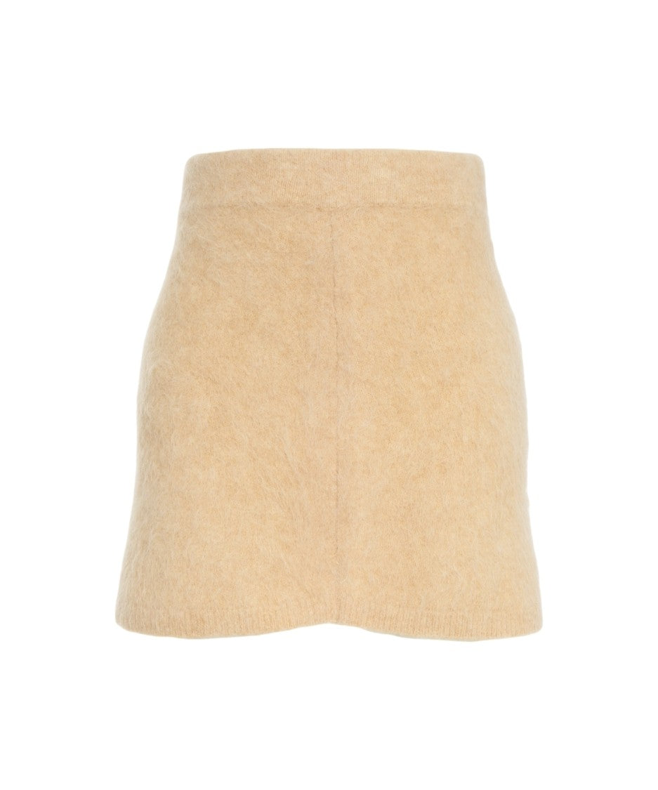 Soft Goat Alpaca Wool Blend Mini Skirt With High-Waisted Silhouette