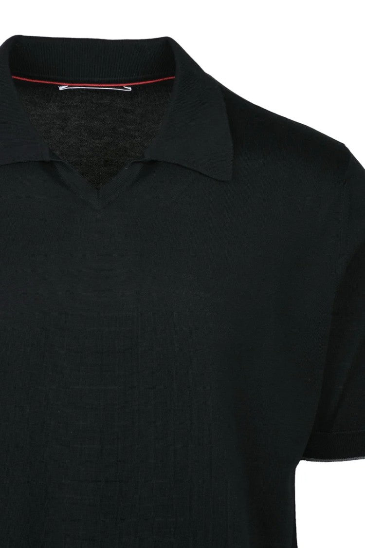 Brunello Cucinelli Cotton Knit Polo - Black