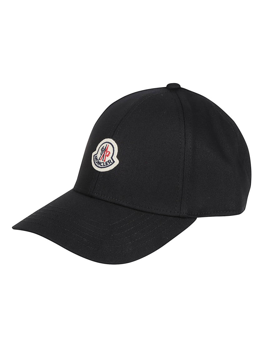 Moncler Black Cotton Embroidered Logo Baseball Cap