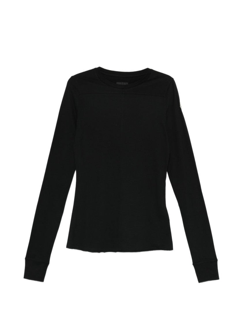 Rick Owens X Moncler Long-Sleeve Crew Neck Shirt With Ribbed Trims And Emblem Detail
