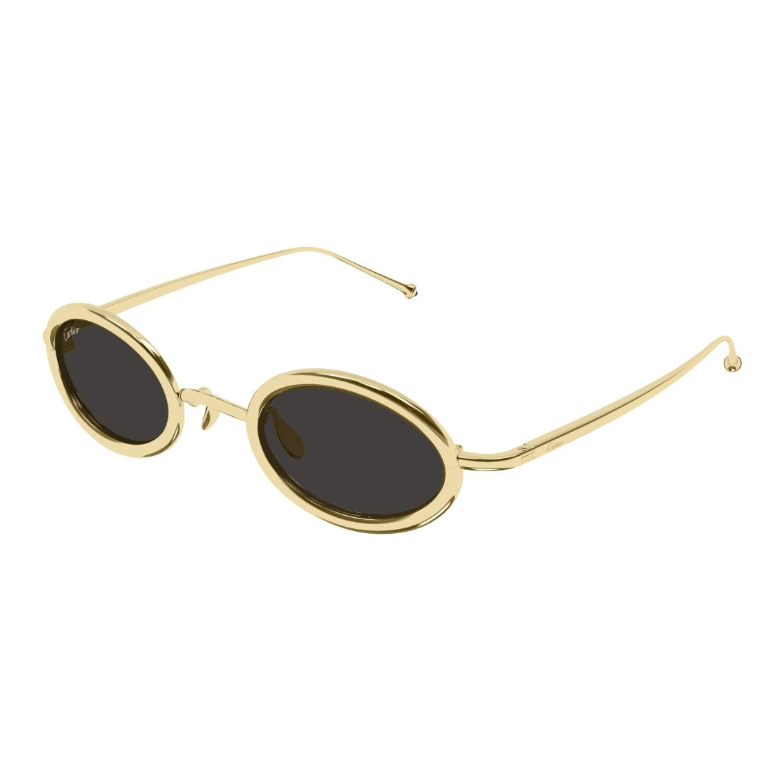 Cartier Polished Gold-Tone Titanium Oval Frame Sunglasses