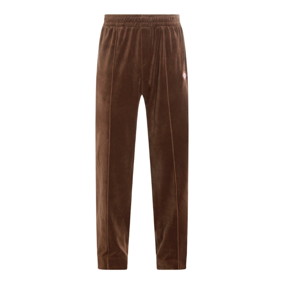 Casablanca Relaxed Brown Velvet Trousers With Side Stripe And Embroidered Logo