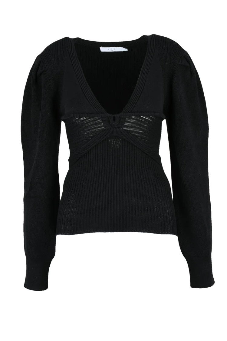 Iro Ribbed V-Neck Sweater - Black