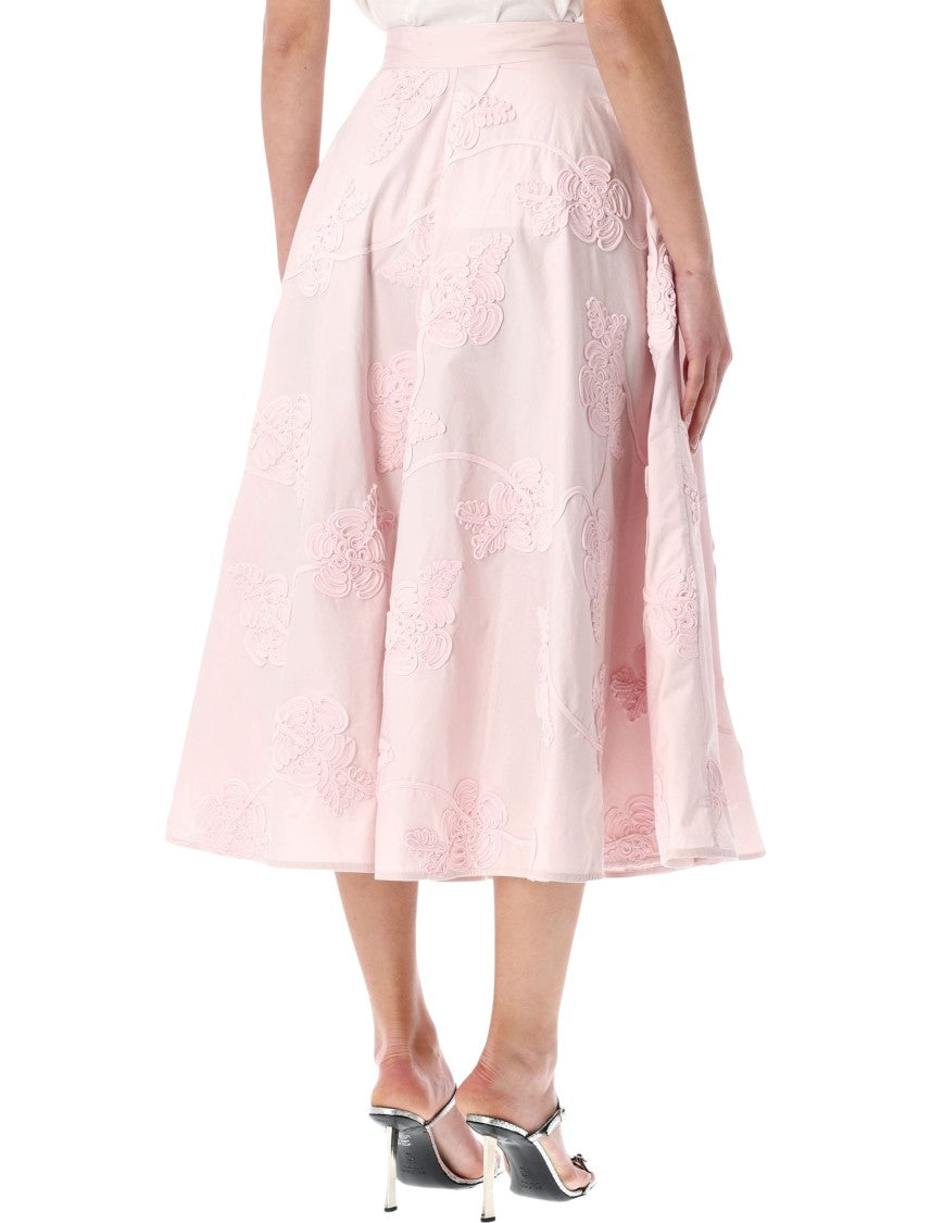 Rotate Floral Embroidery Organic Cotton Skirt